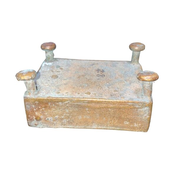 Handmade Bronze African Box-Style Statue With Musicians Cameroonian Art 4" X 2" - Picture 14 of 15